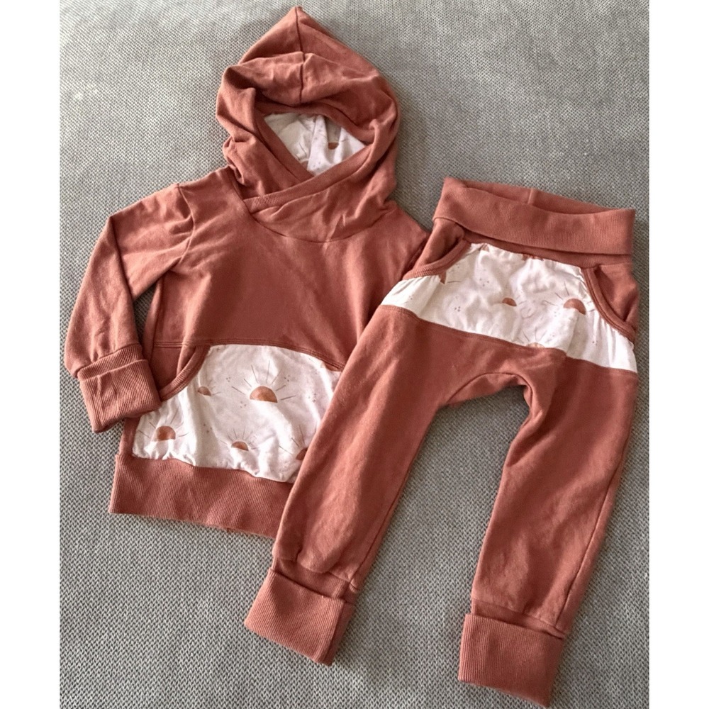 Sunflower Child Handmade Grow With Me Set Rust Lounge Outfit 12M-3T